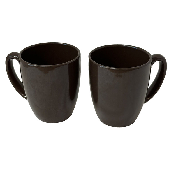 CORELLE Coordinate Stoneware Deep Brown coffee Mugs set of 2 CLEAN/VINTAGE - Picture 1 of 11